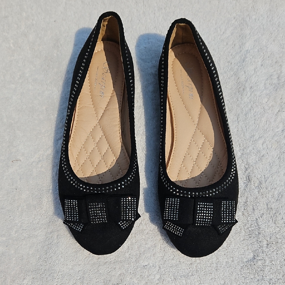 Scarpini‎ Chic Black Flats with Bow Accent